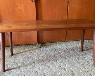 Vintage Mid Century Modern Wood Oblong High Coffee Table