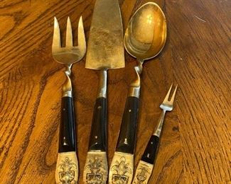 Set of 4 Hostess Serving Set Flatware Thai Siam Black Brass