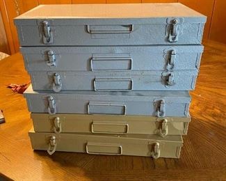 6 Vintage Metal Film Slide Coin Storage Box