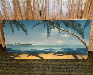 Unframed Beach Seaside Side Painting Signed James Bakan