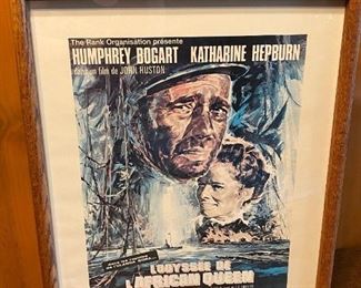 Vintage French Version African Queen Movie Poster Bogart Hepburn