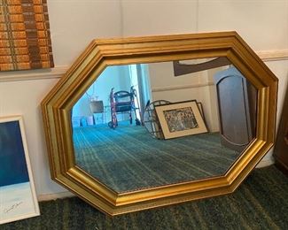 Large Vintage Oblong Octagon Wall Mirror