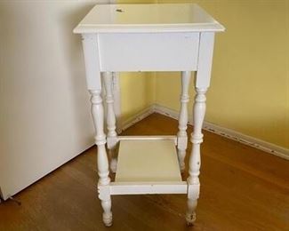 Small Square White Painted Wood Side Table
