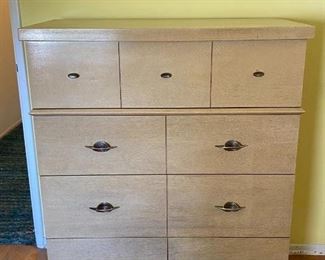 Vintage Mid Century 4 Drawer Light Finish Tall Dresser