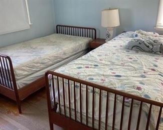 Matching Mid Century Modern Spindle Twin Bedframes