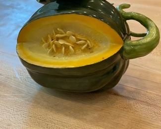 Porcelain acorn squash signed by artist. 
