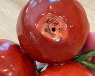 Porcelain tomatoes signed by artist. Photo 2 of 2. 