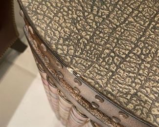 Maitland Smith-style round book side table with hidden door. Photo 2 of 2. 