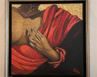 Gallery wall of 8 original oil paintings signed by Rilke. Each measures 17" x 17" Photo 2 of 9.