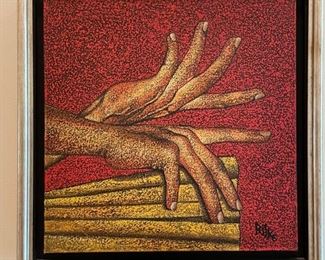 Gallery wall of 8 original oil paintings signed by Rilke. Each measures 17" x 17" Photo 4 of 9.