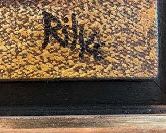 Gallery wall of 8 original oil paintings signed by Rilke. Each measures 17" x 17" Photo 9 of 9.