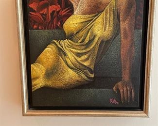 Gallery wall of 8 original oil paintings signed by Rilke. Each measures 17" x 17" Photo 7 of 9.