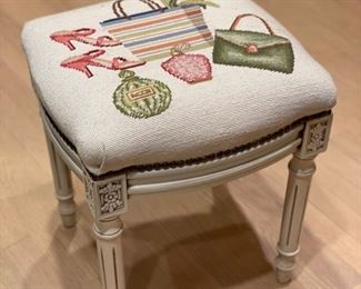 Needlepoint stool. 