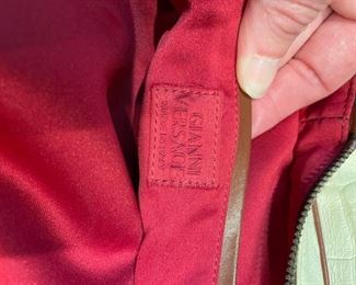 Versace red suede and leather clutch, Photo 2 of 2. 