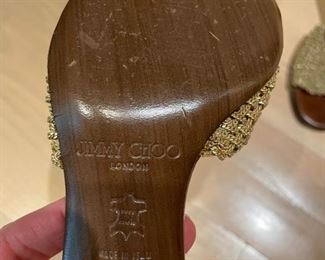 Jimmy Choo bronze tone slides. Size 36.5. Photo 2 of 2. 