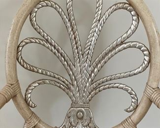 Louis XVI style faux bamboo and silver leaf arm chair - 2 available.. Each measures 24" W x 20" D x 40" H. Photo 2 of 3. 