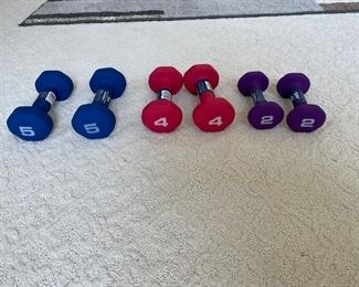 Free weight sets - 5 lb, 4 lb, 2 lb. 