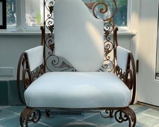 Richard Himmel mid-century iron garden arm chairs. Made in France circa 1950.   Registry # 997080610. Photo 1 of 2.  