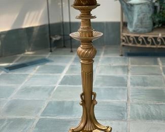 John Richards round side table with gold base and glass top - 2 available. Each measures 27" H x 18" D. Photo 1 of 2. 