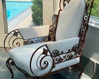 Richard Himmel mid-century iron garden arm chairs. Made in France circa 1950.   Registry # 997080610. Photo 2 of 2.