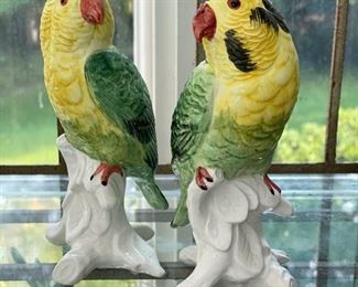Porcelain parakeets. Made in Italy. Photo 1 of 2