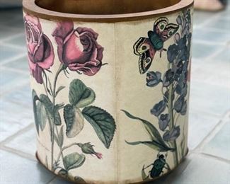 Floral wastepaper basket. 