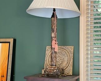 Table lamp with tassels - two available. 