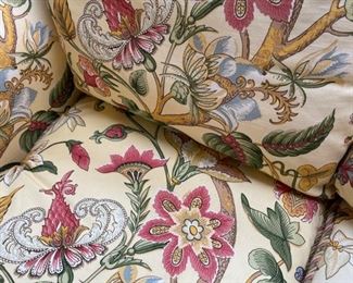 Thomasville Pamploma floral upholstered three-seat sofa with down seat back cushions. Pattern 8672 Color 92. Measures 88" W x 38" H x 40" D. Photo 2 of 2. 