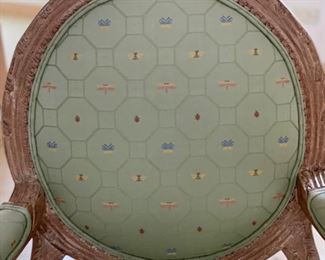 Plunkett Furniture Louis XVI style carved-wood upholstered arm chair - 2 available. Photo 2 of 2. 