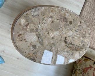 Carved pine side table with granite top. Photo 2 of 2. 