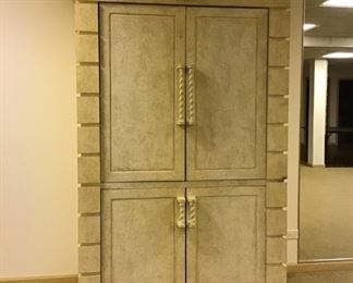 Treasures DCOTA Gotham armoire in phantom crackle finish. Measures 60" W x 27 3/4" D x 82"H. 