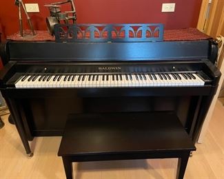Baldwin upright piano refinished in black. Serial #450036. Photo 1 of 4. 