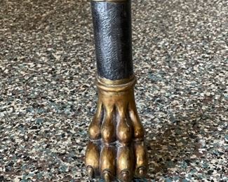 Iron scroll table with claw foot feet and glass top. Photo 2 of 2. 