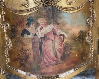 Antique French vitrine/curio. Late 19th century. Gilt finish. Measures 25" W x 14" D x 53" H. Photo 2 of 2. 