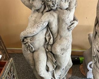 Antique limestone Putti statues -2 available.  Each measures 44" H x 17" W. Photo 1 of 3. 