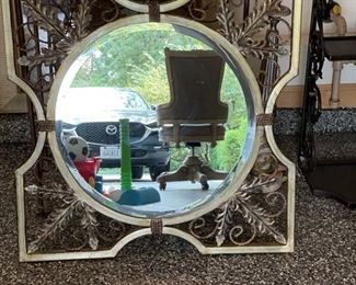 Bronzed decorative metal mirror - 2 available. Each measures 28" W x 28" H.