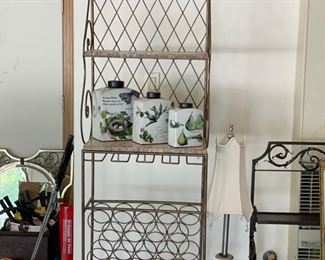 Wire wine storage rack/buffet. Measures 22"W x 13" D x 86" H. 