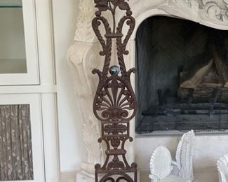 Vintage wrought iron fireplace adornments. 