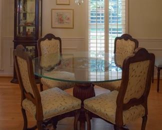 Dining room set, glasstop table, four chairs