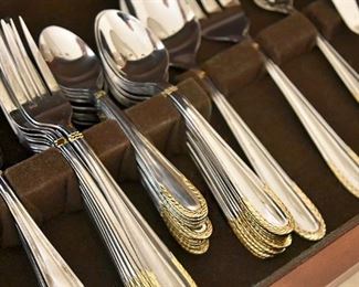 silver and gold flatware