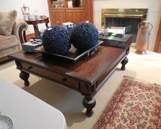 Large coffee table; plastic folliage balls