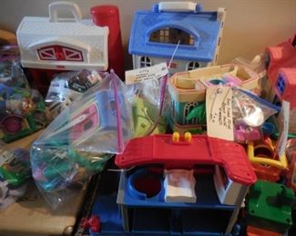 Collectible vintage playsets, mostly Fisher Price, from the 1990s