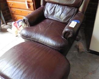 Leather chair and ottoman