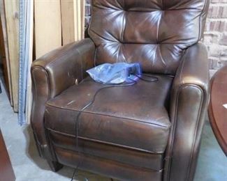 Brown leather power recliner