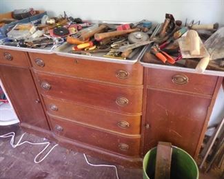 Old Duncan Phyfe buffet and misc tools