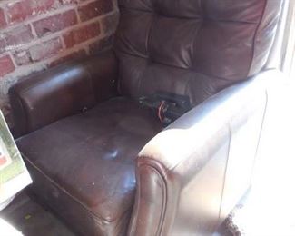 Brown leather power recliner (the power does not work on this one; we have a matching one that the power does work)