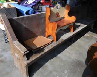 8' church pew and child's bench