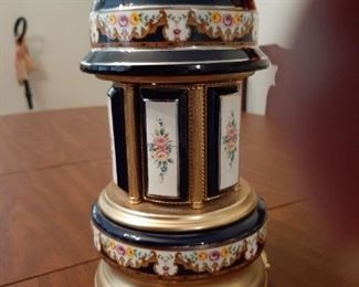 Antique Reuge Music Box and Cigarette/Match/Lipstick Holder in closed position