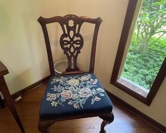 CHIPPENDALE NEEDLEPOINT CHAIR