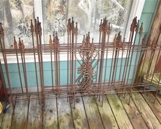 Eighteen 18 Pieces Of Iron Fencing With Two Finial Styles